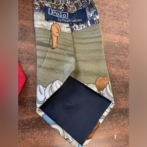 Vintage 90’s polo Ralph Lauren tie rare golf made by hand from pure silk red - Picture 4 of 11